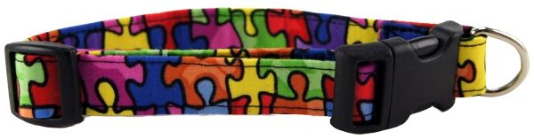 Autism Awareness Rainbow Puzzle Dog Collar (Option: X-Large)