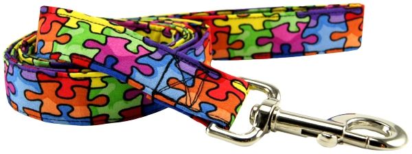 Autism Awareness Rainbow Puzzle Dog Leash (Option: Small)