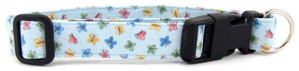 Pastel Blue Butterflies Dog Collar (Option: Small)