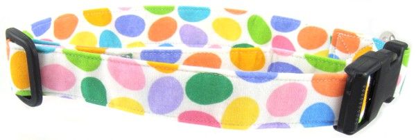 Colorful Easter Eggs on White Dog Collar (Option: Small)