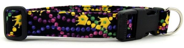 Mardi Gras Beads & Crowns Dog Collar (Option: X-Large)