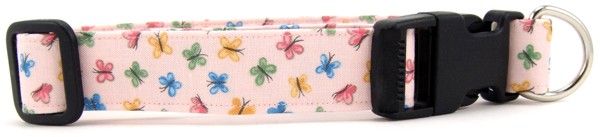 Pastel Pink Butterflies Dog Collar (Option: Small)