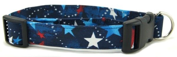Red White & Blue Shooting Stars Dog Collar (Option: Small)